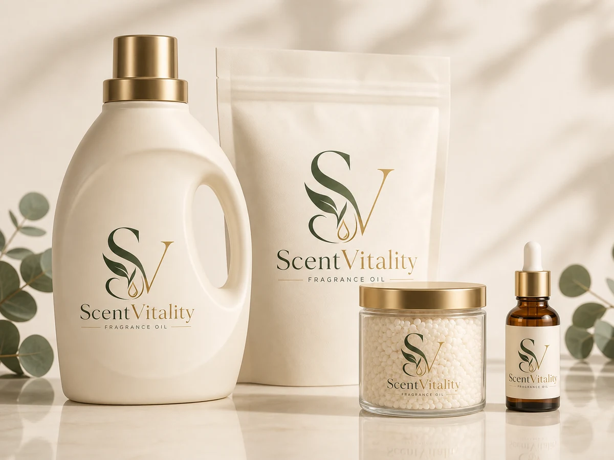 ScentVitality branded laundry detergent, laundry powder, fragrance microcapsules and fragrance oil for fabric care products